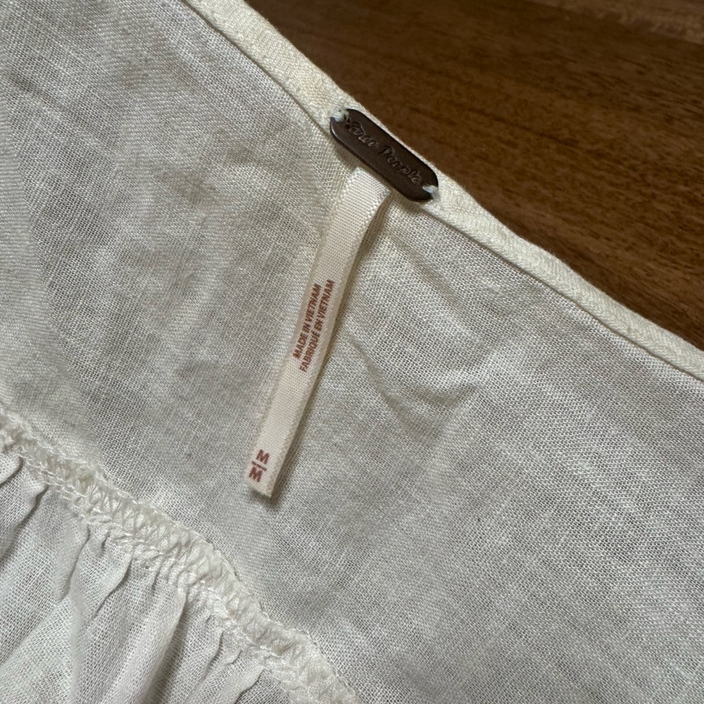 Free People Cream Linen Top - Picture 2 of 3